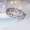 Cluster Rings Trendy S925 Sterling Silver Platinum Plated Ring High Carbon Diamond Circle CZ Finger For Women Men Fine Jewelry 2024