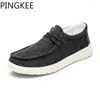 Freizeitschuhe PINGKEE Driving Loafers Slip-On-Canvas-Obermaterial mit Lederfutter Gemütliche, bequeme, gepolsterte Außensohle für Herren