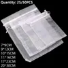 25/50 Stuks Snoep Kerst Gunst Sieraden Verpakking Organza Gaas Zakje Witte Zakjes Gift Bags Trekkoord Zak F3D2 #