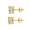 Boucles d'oreilles rondes en moissanite antiallergique en argent sterling S925 plaqué or jaune 0,5 ct 1 ct 2 ct avec vis, joli cadeau pour hommes et femmes