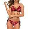 Damen-Bademode, roter Kirschen-Druck, Bikini-Badeanzug, süße Frucht, sexy Push-Up, individuelles Set, Damen, Sport, verstellbar, Strand-Outfits