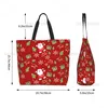 Santa Christmas Holiday Shop Bag for Women Men Xmas Tree återanvändbar butiksväska Totväska söt tote One Size D821#