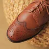 Casual Shoes Women's Round Head Burnt Flower Inner And Outer Leather Cowhide Lace Up Large Low Heel Block Oxford