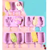 Baking Moulds Homemade Silicone Ice Cream Mould Mold Popsicle With Cover Sticks