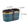 Dinnerware Portable Double Layer Plastic Lunch Box 700ml Large Capacity Freezer Dishwasher Microwave Safe