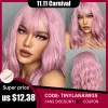 Parrucche minuscole lana rosa chiaro bob corto capelli sintetici parrucche con frangia per donne bianche onda corpo naturale cosplay party party resistan parrucca