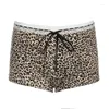 Shorts pour femmes Heyoungirl imprimé léopard dentelle patchwork taille basse pour femmes à lacets sexy mode été mini y2k tenues rétro