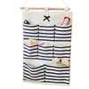 2024 6/8 Storage Pockets Wall Door Hanging Organizer Bathroom Cotton Linen Sundries Folding Underwear Socks Toys Key Sorting Bags - for