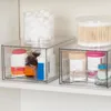 Caixas de armazenamento recipiente de vaidade empilhável organizador de cosméticos gaveta com capacidade para armários de balcão de banheiro transparente
