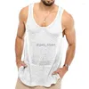 Mens Tank Tops Winkinlin Men s Breattable Knit Vest Workout Summer ärmlös fast färg utomhus T -skjortor Gymmuskel (svart