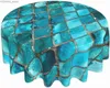 Bordduk Tabellduk 60 tum turkos blåvattentät tvättbar rund bordsdukskydd för fest bankett hem middag dekor y240401