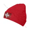 Berets Unisex Wintermütze Schweiz Flagge Vintage Warm Beanie Cap Lässig gestrickt