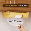 Kitchen Storage 10-Inch Paper Plate Dispenser Space Saving Under Cabinet Bamboo Plates Holder Counter Vertical Drop