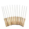 Tools 10Pcs Kabob Skewers Stainless Steel 8 Inch Shish Kebob Sticks With Wooden Handle For Kebab Chicken Shrimp And Vegetables