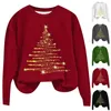 Women's Hoodies Ladies Christmas Glitter Tree Cotton Pullover Sweaters Women Light Sweatshirts Fleece Jacket Hoodie