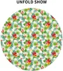 Table Cloth Tropical Palm Flowers Summer Hawaiian Round Tablecloth 60 Inch Washable Cover Indoor Outdoor For Dining