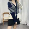 Pull tricoté pour femmes, ample, Style académique, manteau, Cardigan épissé, nouvelle collection automne/hiver 2024