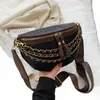 Retro Small Chain Women's Fanny Pack Plaid läder i midja Crossbody Chest Påsar Lyxdesigner Handväskor Kvinnlig bältespåse A5UV#