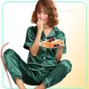 Krótkie jedwabne piżamie sprężyna Kobiety Summer Pajama Sets Silk Pijama Sleepwear Pajamas plus size 3xl 4xl 5xl 85 kg Zestaw odzieży nocnej Y6279525