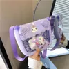 Cartoon Kuromi Bag med söta plyschdockleksaker fyllda kawaii plyschväskor Cinnamoroll melodi kuromi crossbody väska tecknad transparent plysch handväska 242