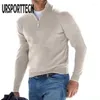 Maglioni da uomo 2024 Maglione autunnale Casual lavorato a maglia a maniche lunghe con scollo a V in lana Cappotto con cerniera Top Polo da lavoro