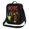 Vintage Rock AC DC Resuable Lunch Box Mulheres à prova de vazamento Heavy Metal Music Band Thermal Cooler Food Isolated Lunch Bag Kids 05Eb #