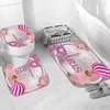 Shower Curtains Sets U Shape Mat Non-Slip Rug Bathroom Accessories Fashion Pink My Love Rugs Waterproof Fabric