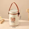 lunch Bag Leather Bear Kids Large Capacity Bento Pouch for Children Thermal Insulated Cooler With Tablee Cup Tote Picnic Box B29b#