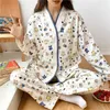 Vêtements de sommeil pour femmes japonais kimono style automne d'hiver pour femmes pyjamas pour femmes coton à manches longues