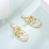 Dangle Earrings 2024 Pearl Big Dangler Jewelry Vintage Style Gold Metal Women Designerブランドハンギングイヤーリング