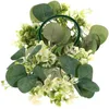 Guirlande de fleurs décoratives, 2 pièces, chandelier, couronne de feuilles artificielles, anneaux d'eucalyptus, petits