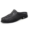 Casual Schuhe Sommer Klassische Halb Männer Echtes Leder Krokodil Muster Mann Hausschuhe Outdoor Maultiere Nicht-slip Mokassins Hombre