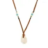 Colliers pendants Chaîne de corde simple à la mode avec collier en coquille en acrylique pour les accessoires de cou de la plage de vacances pour hommes