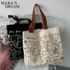 Maras dröm canvas väska handväska för kvinnor shoppare tygväska fi designer väska japansk stil karto söt katt eko axel 89cw#