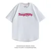 Camiseta de manga corta con estampado de letras de Hip Hop para hombre, marca de moda, holgada, informal, versátil
