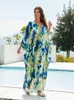 Casual Dresses Bohemian Printed Kaftan Dress Women Plus Size Caftan Loungewear Long Swim Suit Cover Up Maxi Beach Wear Vacation Outfit Q1591