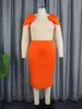 Sukienki w dużych rozmiarach seksowna impreza dla kobiet luksusowy z koralikami Cloak Rękaw Orange Midi Bodycon sukienka femme nocny klub