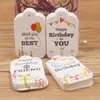 New 5*3cm DIY happy birthdaymy friend hang tag scallop heart shape party days gift /crafts/bakery/candy tag label 100pcs tag/lot