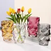 Vazolar kristal cam vazo saksı şeffaf modern saksılar oturma odası düğün dekor chambre sanat dekoratif