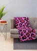 Coperte Coperta da tiro con stampa leopardata rosa in tessuto di flanella plaid vintage carino sul divano