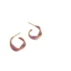 Hoop Earrings Fashion Lavender Purple For Woman Gold Color Twisted Art Line Gift Jewelry Wholesale