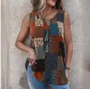 Damesblouses Overhemden Designer Tribal bedrukt mouwloos los damesshirt met veters en decoratie