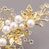 Klipy do włosów 2PCS/Zestaw złoty kolor liści perłowy biżuteria