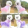 Hundkläder Flower Summer Dress For Small Medium Lace Chiffon Party Birthday Wedding Cute Clothy Clothy Pet Kirt Costumes