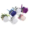 Fleurs décoratives 6 pièces Bouquet de mariage Corsage faux Roses baies strass strass tissu de soie marié