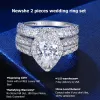 Ringe Newshe 925 Sterling Silber Hochzeit Verlobungsringe Set für Frauen Birne Oval Cut AAAAA CZ Imitation Diamant Brautschmuck