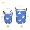 Laundry Bags Folding Basket Cute Duck And Flowers Round Storage Bin Large Hamper Collapsible Clothes Toy Bucket Organizer