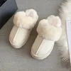 Pantoufles hiver designer femme cheville bottes de neige fond épais en cuir chaud moelleux pour femmes chaussures