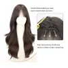 Perruques HOUYAN perruque synthétique cheveux longs ondulés noir brun avec frange perruque bouclée naturelle femme Cosplay perruque fibre résistante à la chaleur