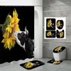 Shower Curtains Yellow Sunflower Curtain 4 Plants Bathroom Carpet Toilet Mat Home Decor Waterproof Fabric Set